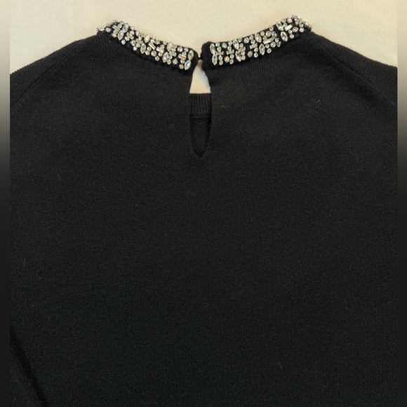 Zara Jewel Neck Black Knit Sweater Small EUC - Picture 8 of 13
